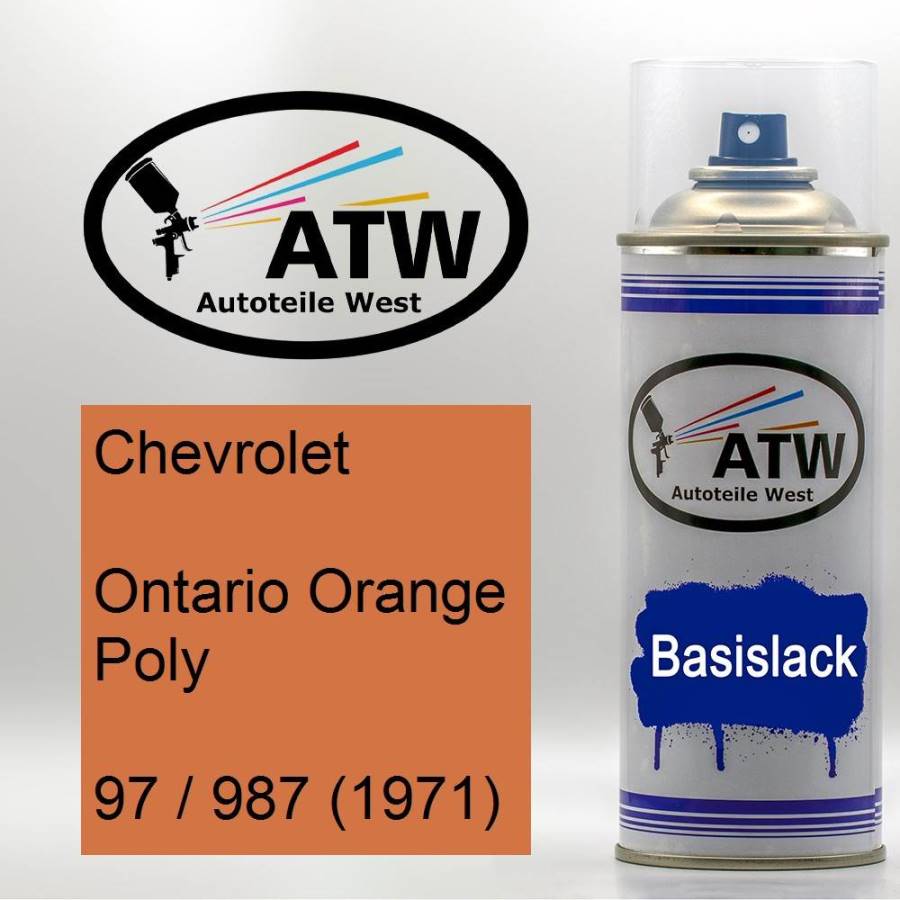 Chevrolet, Ontario Orange Poly, 97 / 987 (1971): 400ml Sprühdose, von ATW Autoteile West.